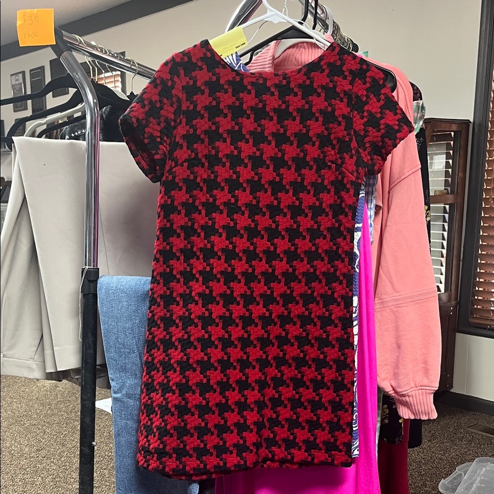 Xhilaration Red and Black Houndstooth Dress